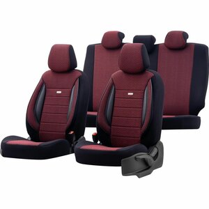 Stoelhoezenset 11 delig Sport zwart/rood | Autoshop.nl