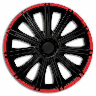 4 delig wieldoppenset Nero zwart/rood 18 inch