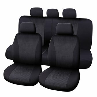 Autostoelhoezen set 9 delig Vienna zwart/grijs | Autoshop.nl