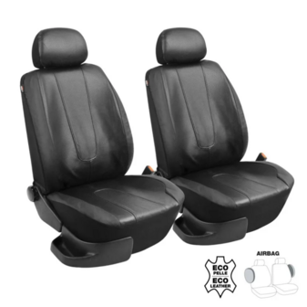 Simoni Racing Autostoelhoezen zwart Eco-Leder 6 delig | Autoshop.nl